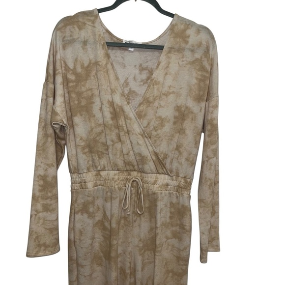 Tie dye tan cream Jumpsuit jogger long sleeve large L soft whiteroom + cactus - Picture 3 of 5